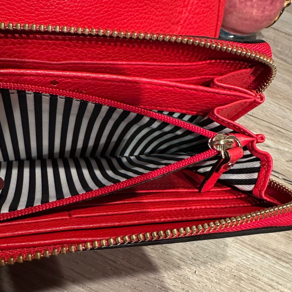 Kate Spade Cherry Red Leather Bundle - Shoulder Bag & Wallet COBBLE HILL ELLA - Picture 4 of 13